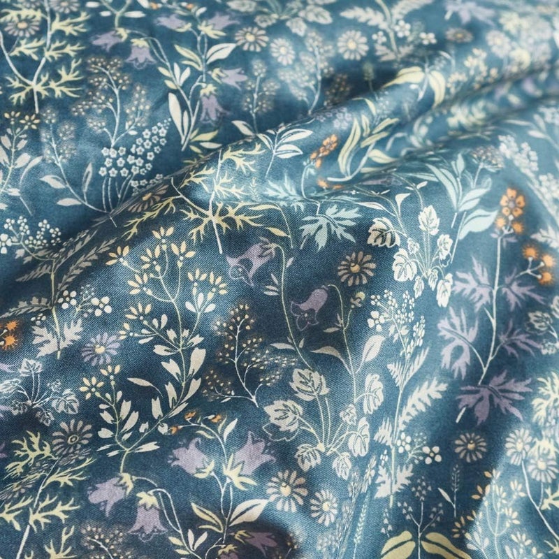 mixinni Blue Floral Duvet Cover King Size Cotton Bedding Set with Zipper Closure - Image 3
