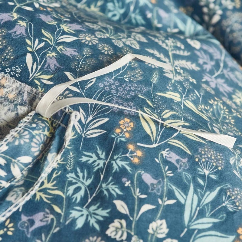 mixinni Blue Floral Duvet Cover King Size Cotton Bedding Set with Zipper Closure - Image 5