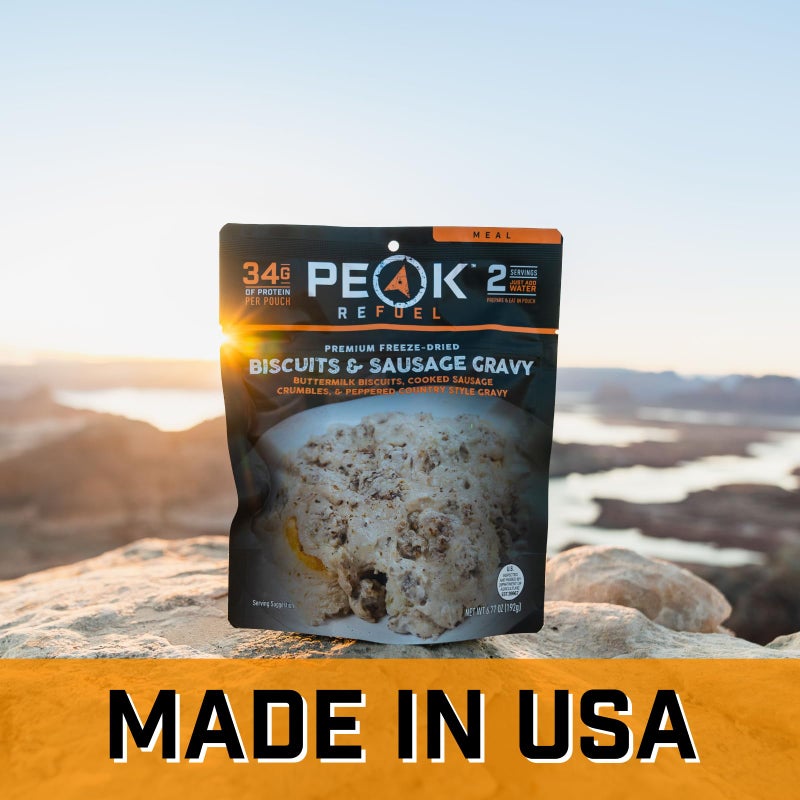 Peak Refuel Biscuits and Gravy | Premium Freeze Dried Camping Food | Backpacking & Hiking MRE Meals | Just Add Water | 100% Real Meat | 34g of Protein | 2 Serving Pouch (2 Serving Pouch) - Image 4