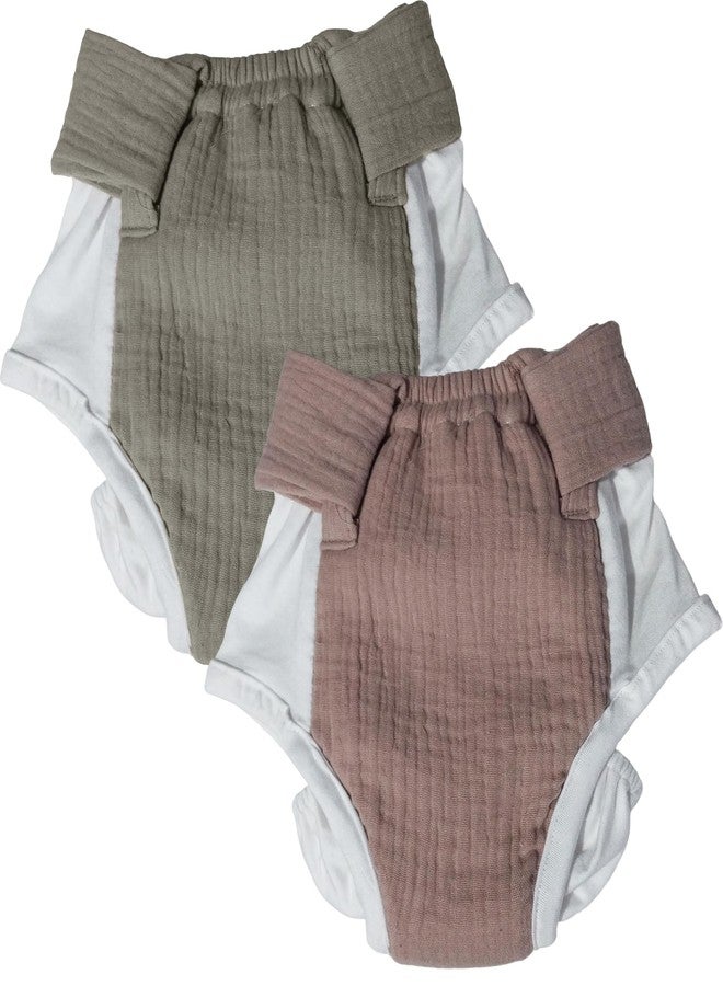 Kradyl Kroft Set of 2 Muslin Potty Training Underwear with Padding for Baby | 3 Layer Adjustable Padded Underwear for Infants | Absorbent, Prevents Pee Puddle (Musk and Olive) - Image 1