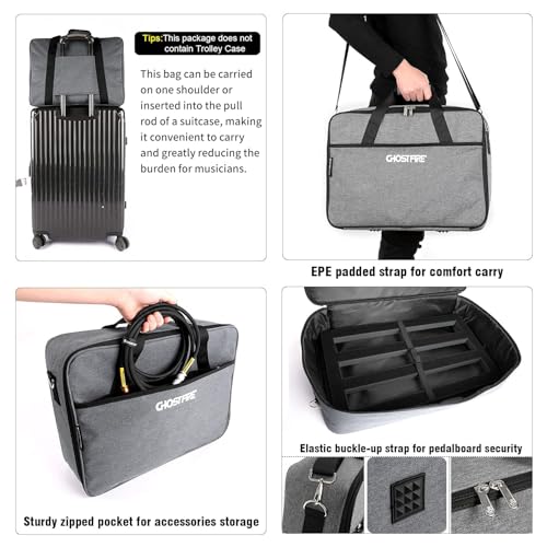 GHOSTFIRE Ghost Fire Guitar Pedal Board Aluminum Alloy 1.3lb Super light Effect Pedalboard16.5''x12.5'' with Carry Bag,SPL-03 - Image 5