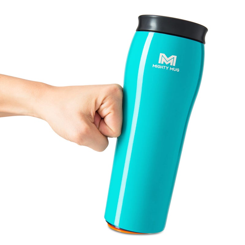 Mighty Mug The Untippable Mug Grips When Hit Lifts for Sips Insulated Stainless Steel Tumbler Cupholder Friendly Gifts for Women Men All Leakproof 6 Hour Hot 24 Cold 16oz Teal