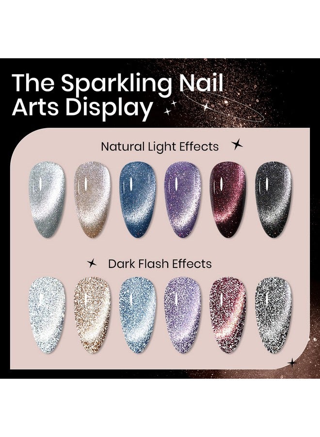 SUPWEE Reflective Glitter Cat Eye Gel Polish Sparkle Shiny Nail Polish Gel 6 Colors Magnetic Gel Nail Polish With Magnecti Stick Varnish Soak Off Uv Gel - Image 2