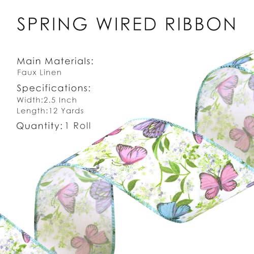 LaRibbons Easter Ribbon Wired, 2.5 Inch x 10 Yards, Reversible Wired Ribbon for Easter Baskets Spring Crafts Wrapping Wreath Bow DIY Decorative - Image 5