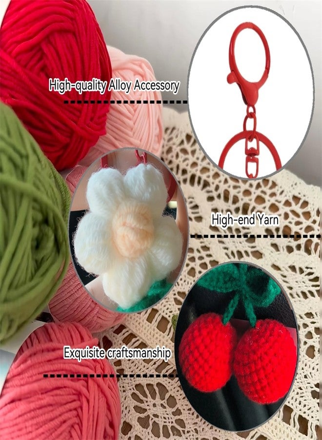 Mshion Handmade Crochet Cherry Keychain, Cute Keychains for Women Girls Novelty Car Keychains Holiday Gifts - Image 5