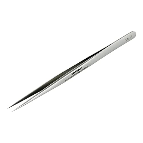 TOWOT Precision Tweezers, Stainless Steel Pointed Tweezers for Craft, Electronics, Soldering, Experimental Work, Jewelry-Making, Non-Magnetic Industrial Tweezers - Image 1