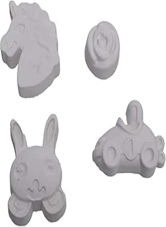 Bundle Of 2 Different Shapes Of Gypsum Coloring Kits With 12 Water Color Palette And Small Brush In Each Kit For Kids - Multicolour