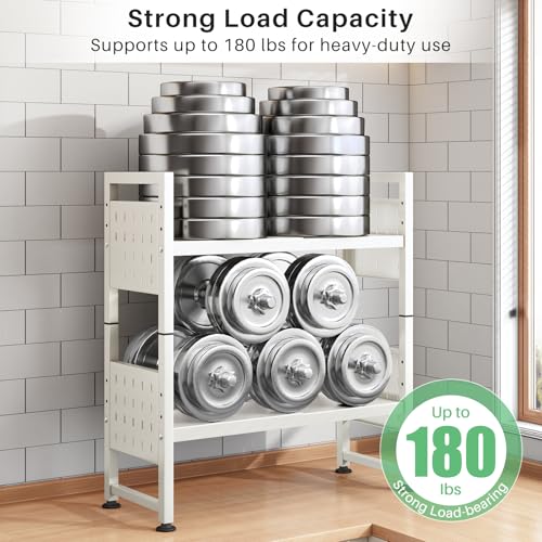 Kitstorack Microwave Stand, 3-Tier Expandable(17.4"-27.4") Microwave Oven Rack, Heavy Duty Adjustable Shelf with 9 hooks, Kitchen Organizer Storage Shelves for Pantry, Countertop, Coffee Bar, Office, Dorm, White - Image 5