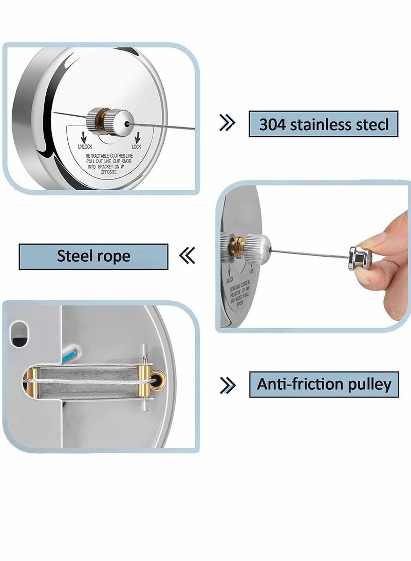 Y&D Retractable Clothesline 304 Stainless Steel Clothes Dryer with Heavy Duty Adjustable Rope String 9.2 Feets for Hanging Drying Bathroom Laundry Hotel Indoor Outdoor - Image 4