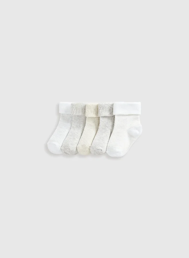 مذركير Striped Turn-Over-Top Baby Socks - 5 Pack