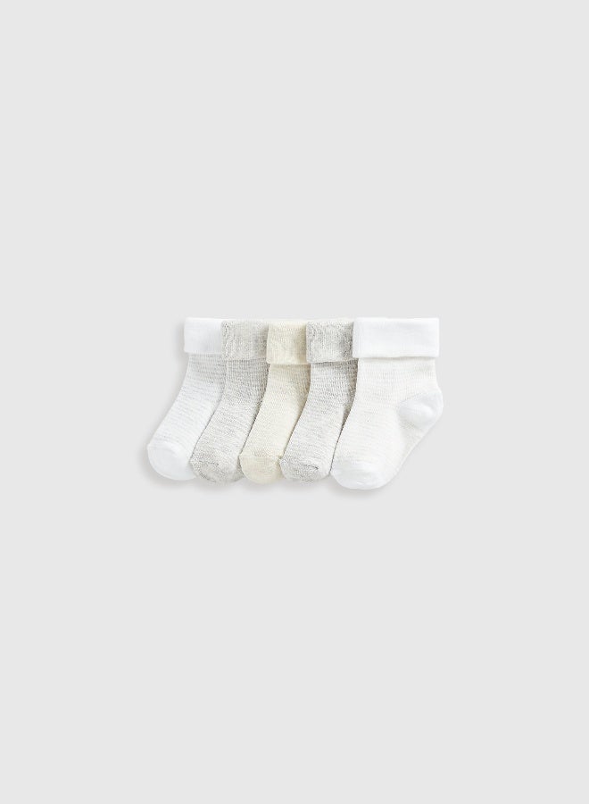 mothercare Striped Turn-Over-Top Baby Socks - 5 Pack - Image 1