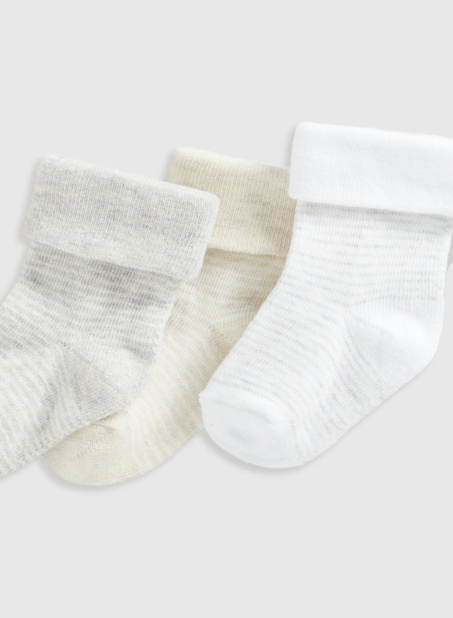 mothercare Striped Turn-Over-Top Baby Socks - 5 Pack - Image 3