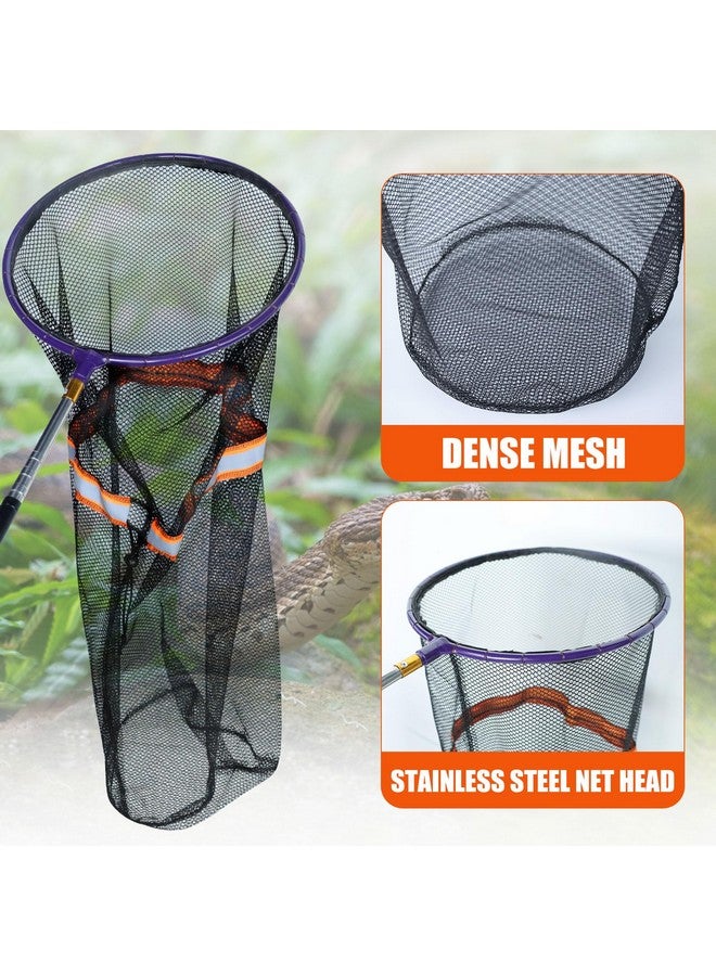 HOMEYA Snake Catcher Net with Secure Drawstring, Rattlesnake Grabber Tool, Reptile Catch Telescopic Pole, 16''-59'' Stainless Steel Extendable Snake Stick&12'' Net Opening for Rattle Snake Removing Catching  - Image 3
