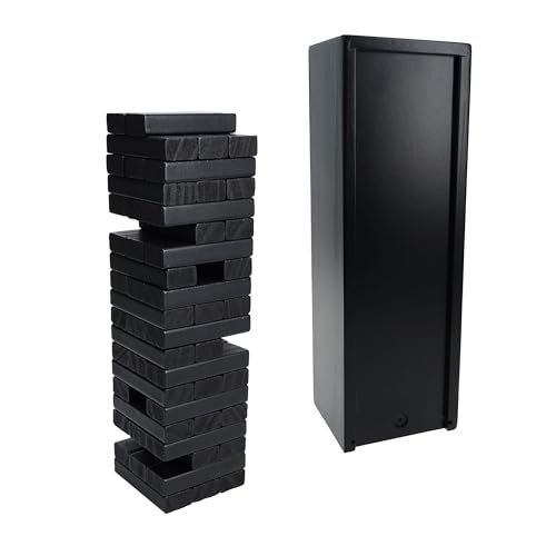 WE Games Wooden Block Stacking Party Game for Adults Painted Solid Color Tumble Tower Wedding Guest Book Alternative Tabletop Games Includes Storage Case 12 inches - Image 1