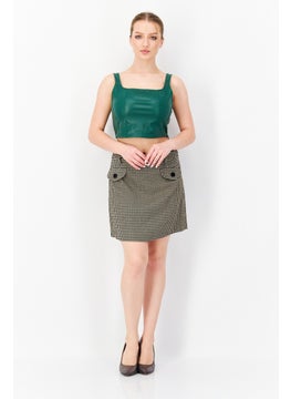 Miss Selfridge Women Checkered Button Front Mini Skirts, Light Brown Combo  - Image 3