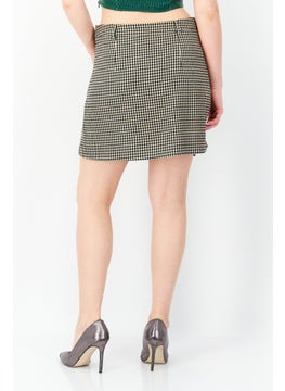 Miss Selfridge Women Checkered Button Front Mini Skirts, Light Brown Combo  - Image 2
