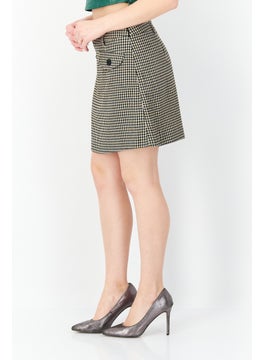 Miss Selfridge Women Checkered Button Front Mini Skirts, Light Brown Combo  - Image 4