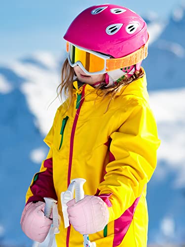 Boao 2 Pairs Kids Winter Ski Gloves Waterproof Warm Snow Mittens Full Finger Gloves for Toddlers Infants PinkLight Purple13 Years - Image 3