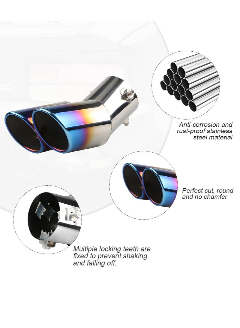 Dual Exhaust Tip Polished Stainless Steel Weld-on Exhaust Tailpipe Vacuum Plating 2.5 Inch Inlet 3.5 Inch Outlet Auto Accessories for Car Pickup Trucks - Image 3