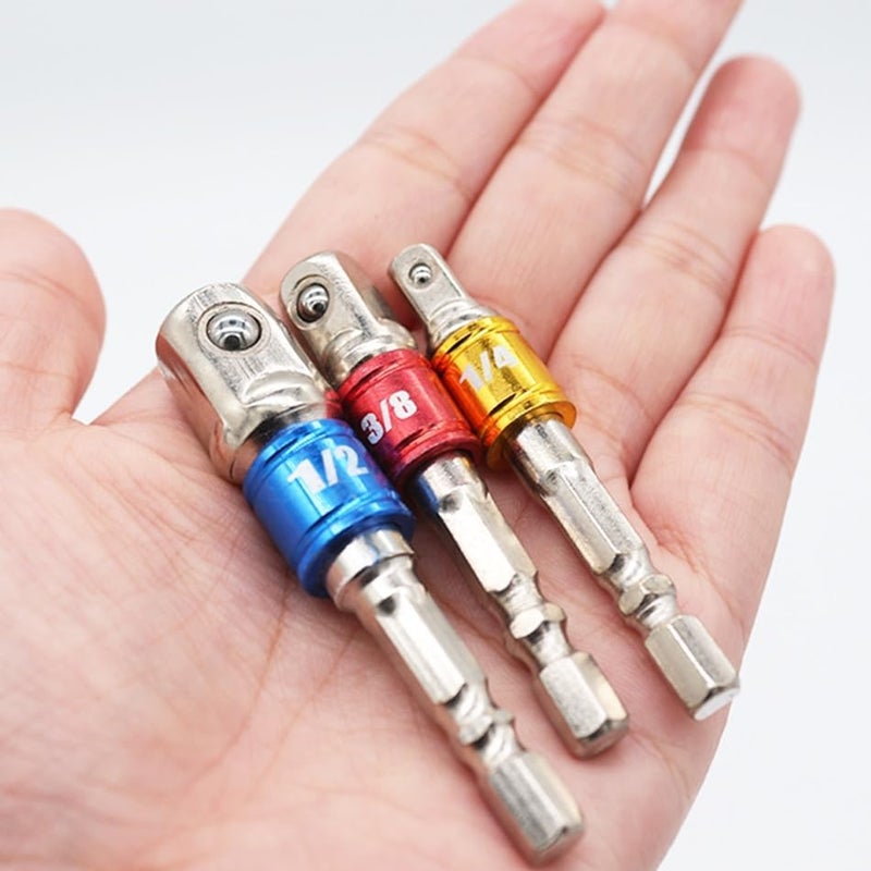 A AND S Tools A AND S TOOLS SHOP 3PcsSet Hex Drill Bit Socket Adapter Drive Electric Impact Driver 3 Size  - Image 4