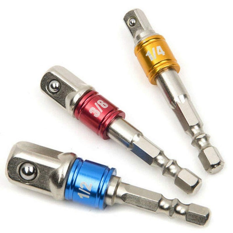 A AND S Tools A AND S TOOLS SHOP 3PcsSet Hex Drill Bit Socket Adapter Drive Electric Impact Driver 3 Size  - Image 1