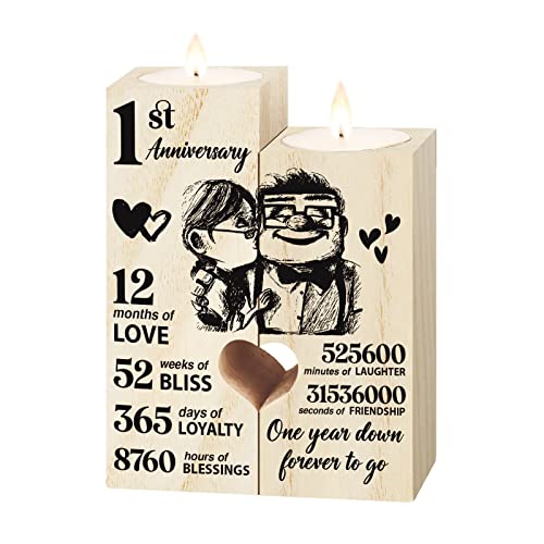 Einanmut 1st Anniversary Wedding Gifts for Wife Girlfriend, Couples Gift Candlestick,1st 1 Year Wedding Anniversary Romantic Gifts for Wife Husband, Presents for Girlfriend Boyfriend,One Year for Her Him - Image 1