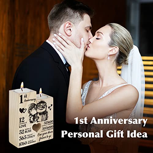 Einanmut 1st Anniversary Wedding Gifts for Wife Girlfriend, Couples Gift Candlestick,1st 1 Year Wedding Anniversary Romantic Gifts for Wife Husband, Presents for Girlfriend Boyfriend,One Year for Her Him - Image 2