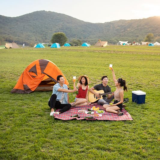 Wind Tour Waterproof Picnic Blanket with Carry Strap - Foldable Sandproof Outdoor Mat for Camping, Beach, Park - 59" x 71",Red (Single Mat) - Image 4