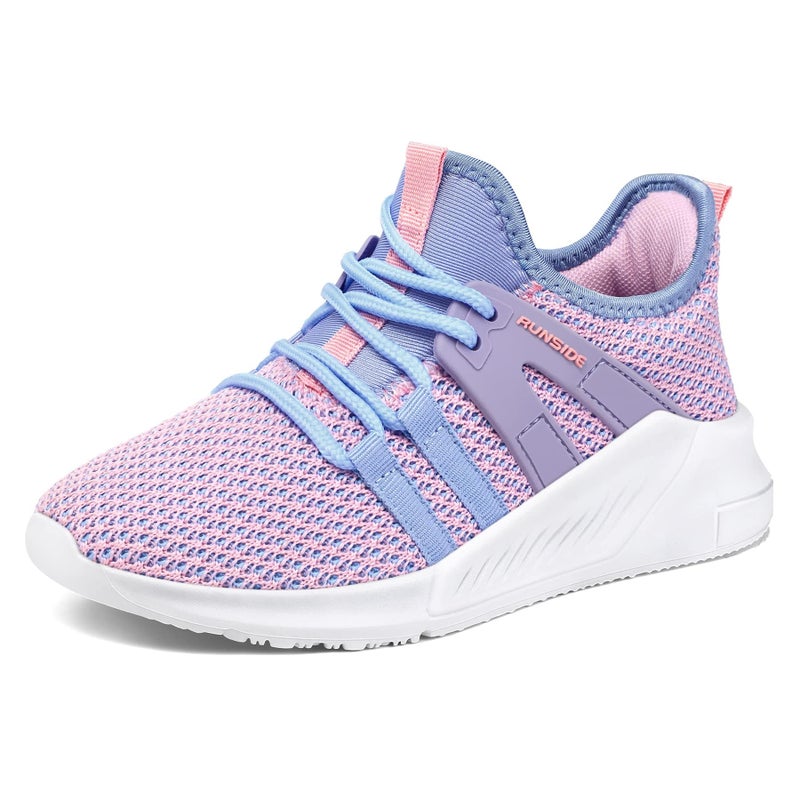 RUNSIDE Boys Girls Tennis Shoes Kids Lightweight Breathable Sneakers Lace-up Running Athletic Shoes for Toddler/Little Kid/Big Kid Purple - Image 1