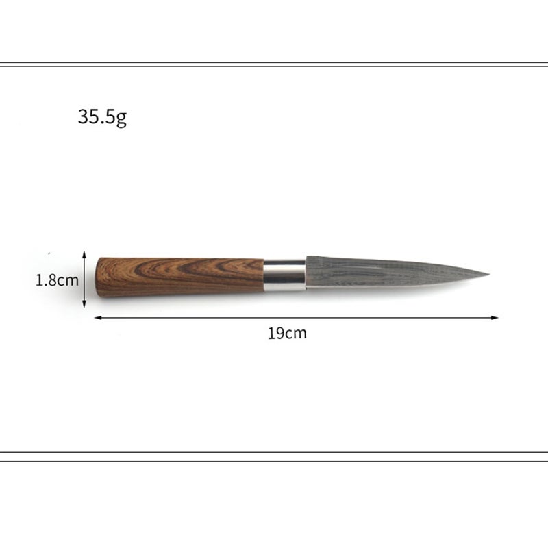 Leeonz سكين تقشير ليونز 35 بوصة بشفرة حادة للغاية مع نمط داماسكوس بالليزر ومقبض بلاستيك ABS مريح سكين قطع سكين تقشير للخضار والفواكه بني داكن - Image 2