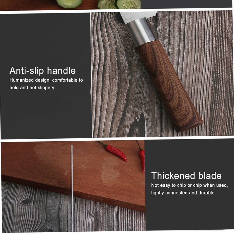 Leeonz سكين تقشير ليونز 35 بوصة بشفرة حادة للغاية مع نمط داماسكوس بالليزر ومقبض بلاستيك ABS مريح سكين قطع سكين تقشير للخضار والفواكه بني داكن - Image 5