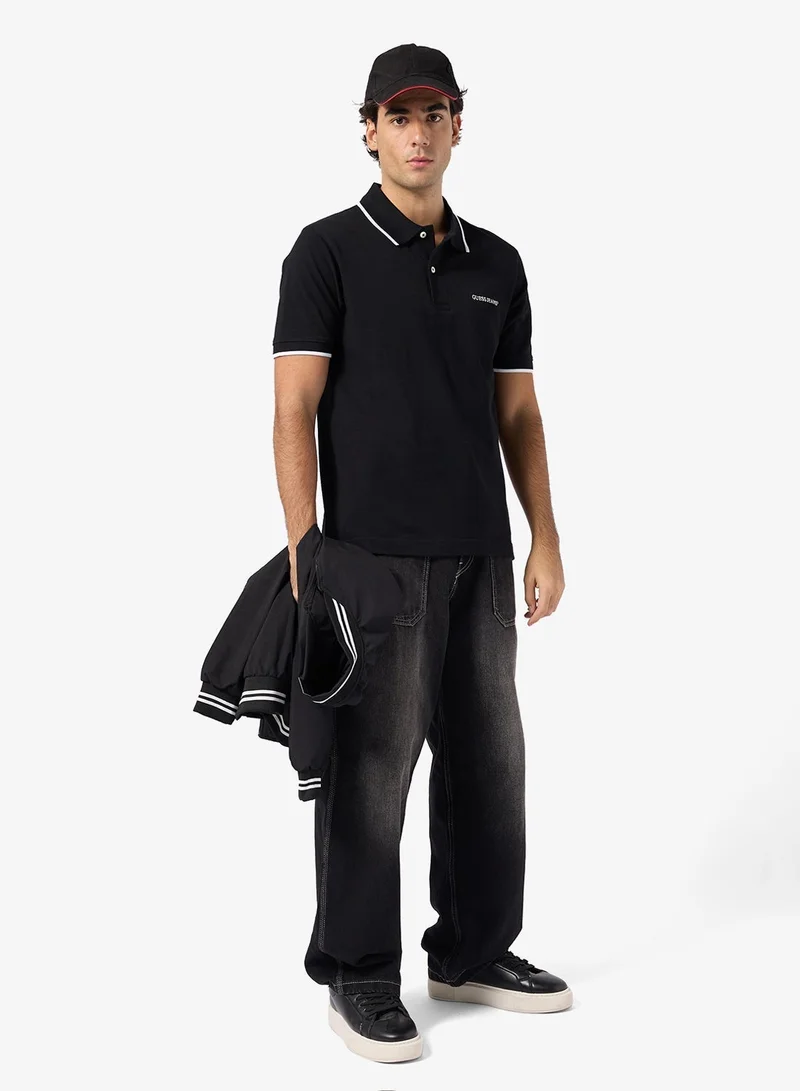 GUESS Embroidered Short Sleeve Tipping Polo Shirt