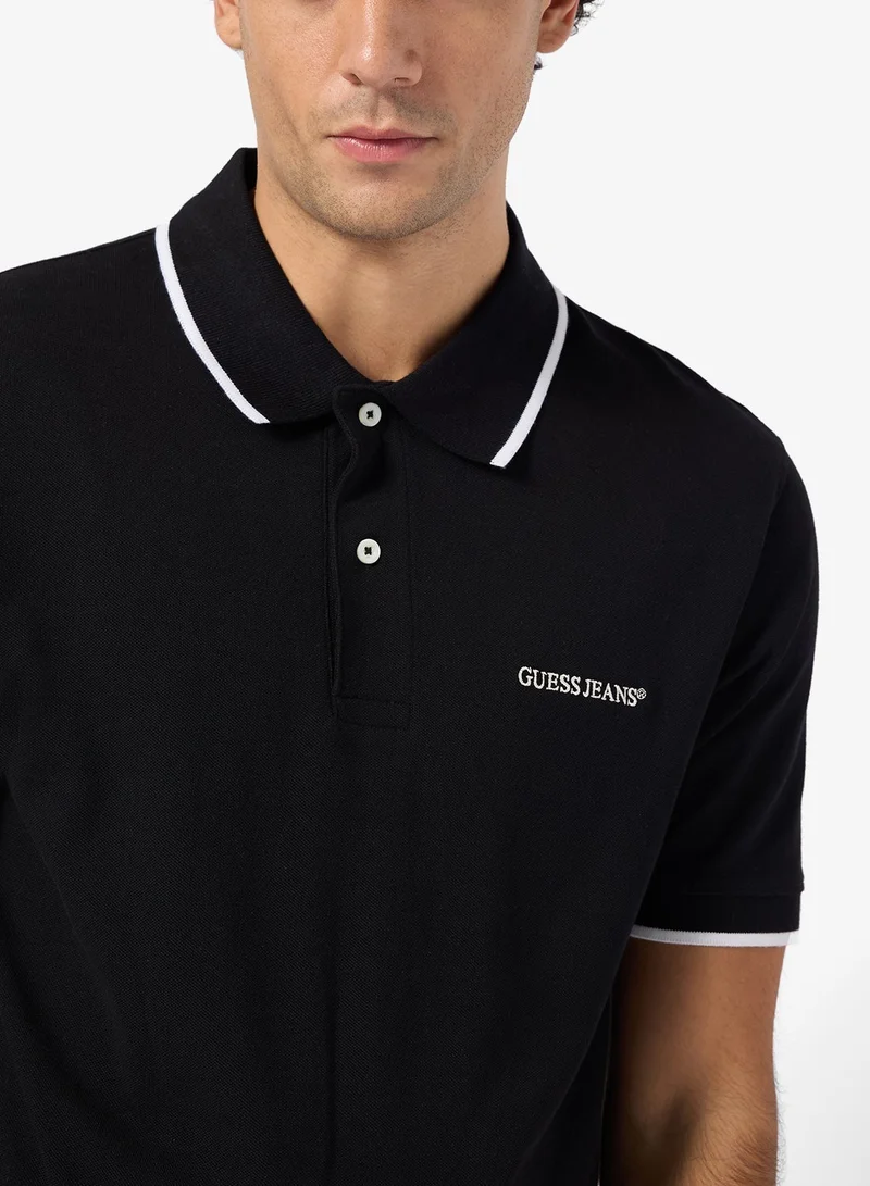 GUESS Embroidered Short Sleeve Tipping Polo Shirt