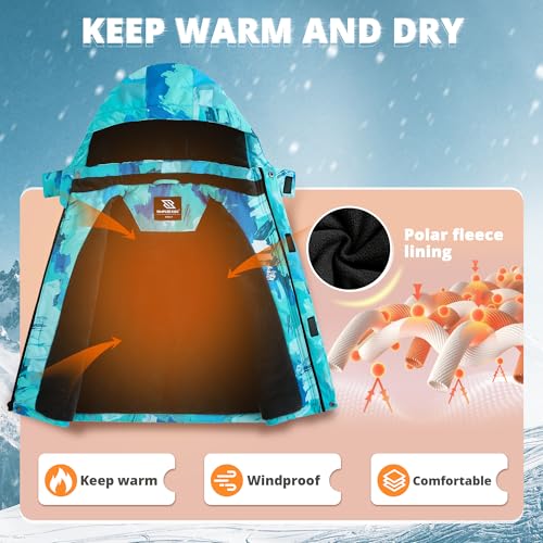 Simplee kids Boy Winter Coat Waterproof Ski Jacket Fleece Hooded Snow Warm Padded Raincoats - Image 5