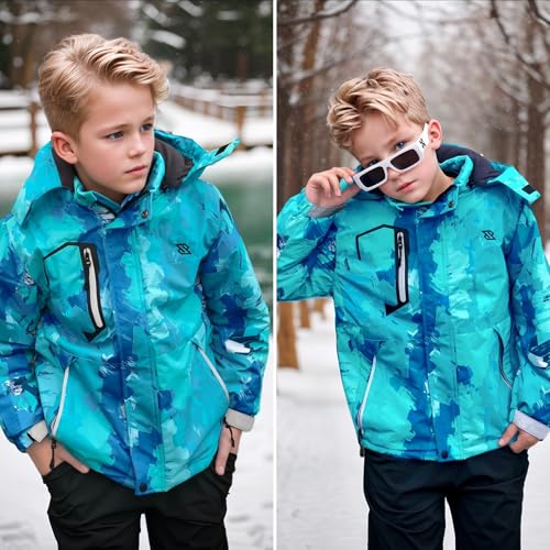 Simplee kids Boy Winter Coat Waterproof Ski Jacket Fleece Hooded Snow Warm Padded Raincoats - Image 4