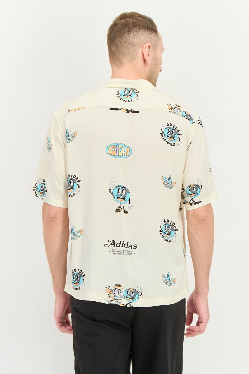 adidas Originals Men Sportswear Fit Short Sleeves Outdoor Polo Shirt, Cream  - Image 3