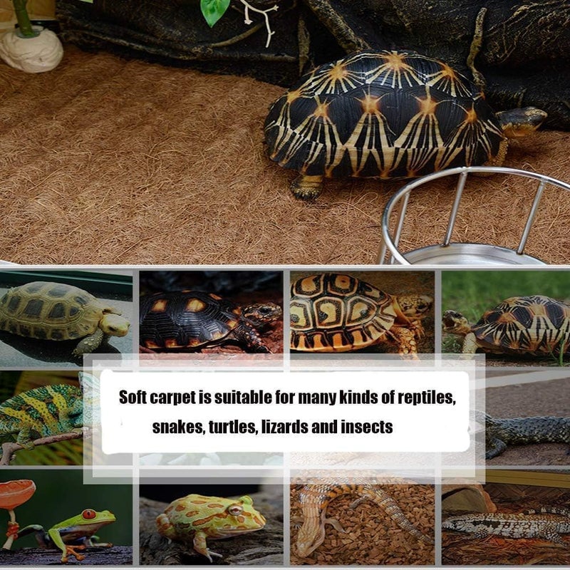 Hamiledyi Reptile Carpet Natural Coconut Fiber Tortoise Carpet Mats for Pet Terrarium Liner Reptile Supplies for Lizard Snake Chameleon Turtle Bedding Bunny Rabbit Mat (4 x Sheets) - Image 2