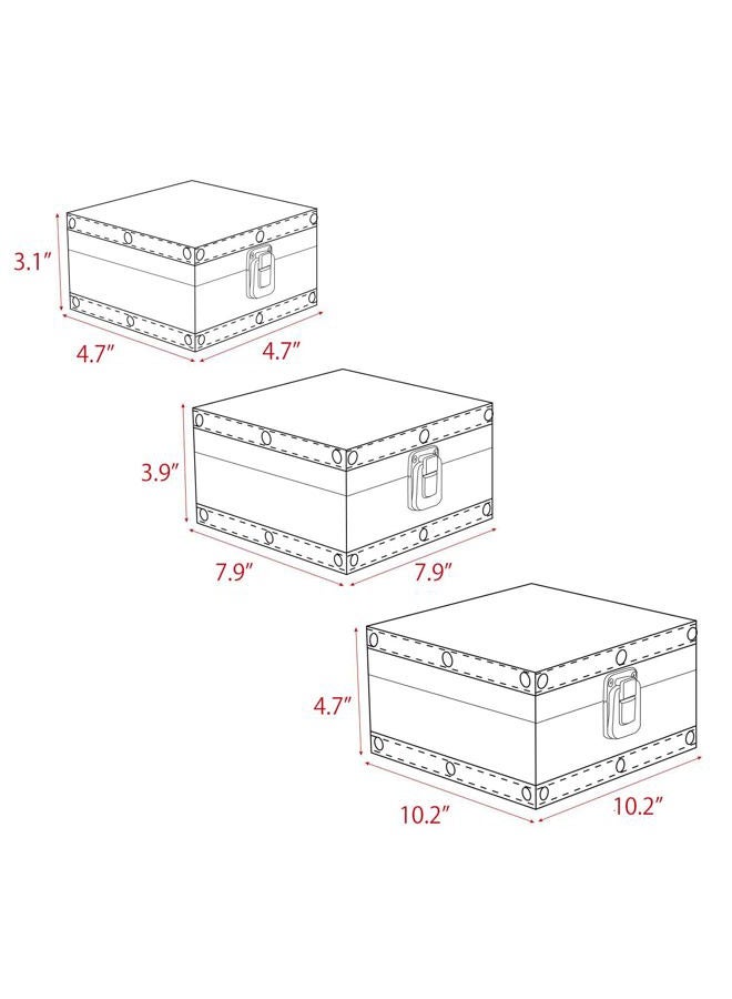 Jolitac Wood Storage Box Set of 3, Vintage Decorative Nesting Boxes Wooden Treasure Storage Crates With Latch, Home Decor Rustic Antique Boxes With Lid for Photos, Jewelry, Cash (Vintage Green) - Image 4