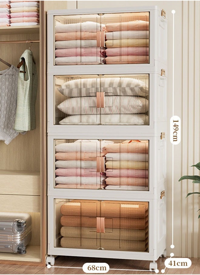 keke 4 Tier Convenient Assembly-Free  Storage Cabinet for Household Snacks, Toys, Clothes, and Book  - Image 1