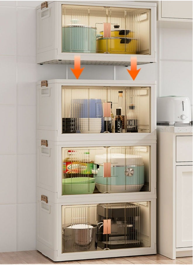 keke 4 Tier Convenient Assembly-Free  Storage Cabinet for Household Snacks, Toys, Clothes, and Book  - Image 4
