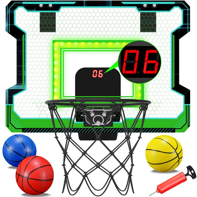 OKKIDY Mini Indoor Basketball Hoop Lightup Basketball Hoop with Electronic LED Scoreboard Small Outdoor Basketball Game Toys for 6 7 8 9 10 12 Year Old Girls Boys Kids Teen Adults Idea Gifts - Image 2