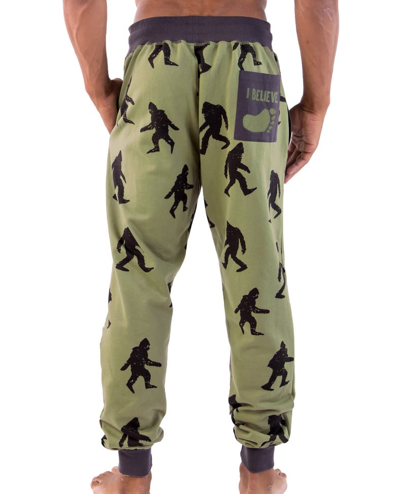 Lazy One Mens Jogger Sweatpants Cozy Warm Pockets Bigfoot Mythical Large