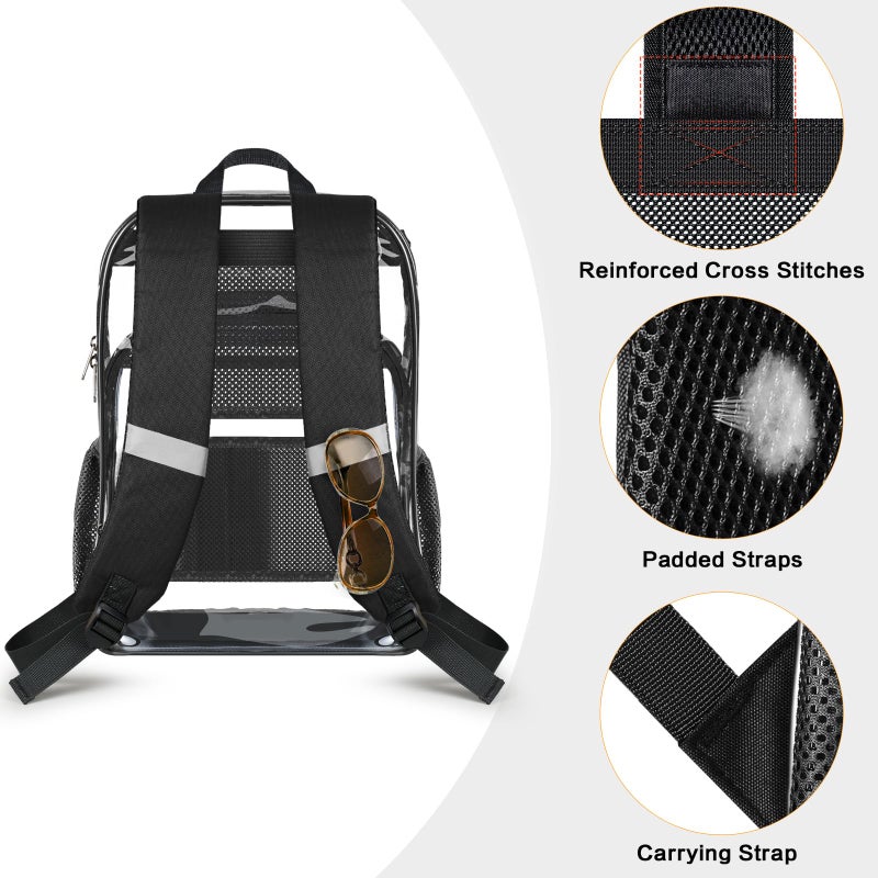 PAMANO Clear Backpack, Heavy Duty Transparent Backpack with Reinforced Bottom See Through for College, Travel, Workplace Security, Black - Image 4