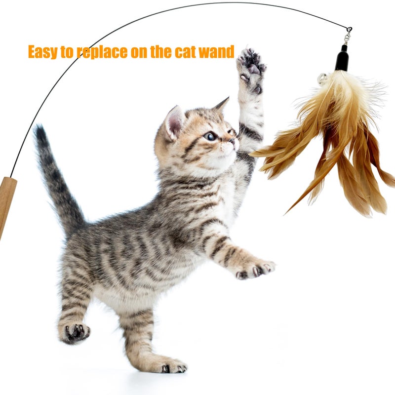 CATENEED Cat Feather Toys Refill Cat Wand Replacement Feathers, 16 PCS Cat Toy Feather Refills, Cat Wand Attachments Feathers for Cat Toys - Image 2