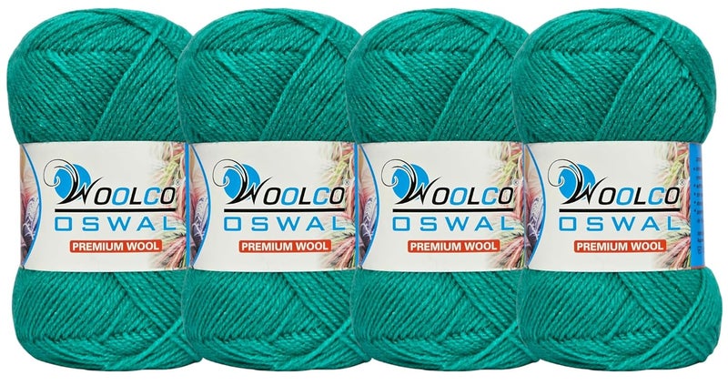 Woolco Oswal Microwool Acrylic Hand Knitting Yarn Pack of 4 Balls (100g Each), Soft Baby Yarn for Sweaters, Booties & DIY Knitting Projects – Baby Wool Thread for Beginners & Kids (Light Sea Green) - Image 1