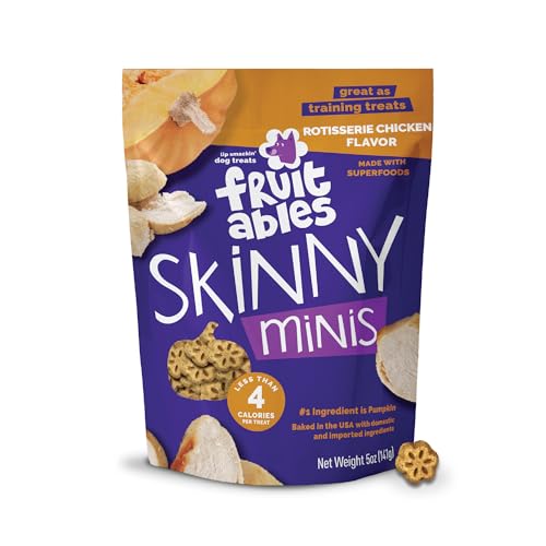 Fruitables Skinny Minis Dog Treats, Healthy Pumpkin Treat for Dogs, Low Calorie & Delicious, Puppy Training, No Wheat, Corn or Soy, Made in the USA, Rotisserie Chicken Flavor, 5oz - Image 1
