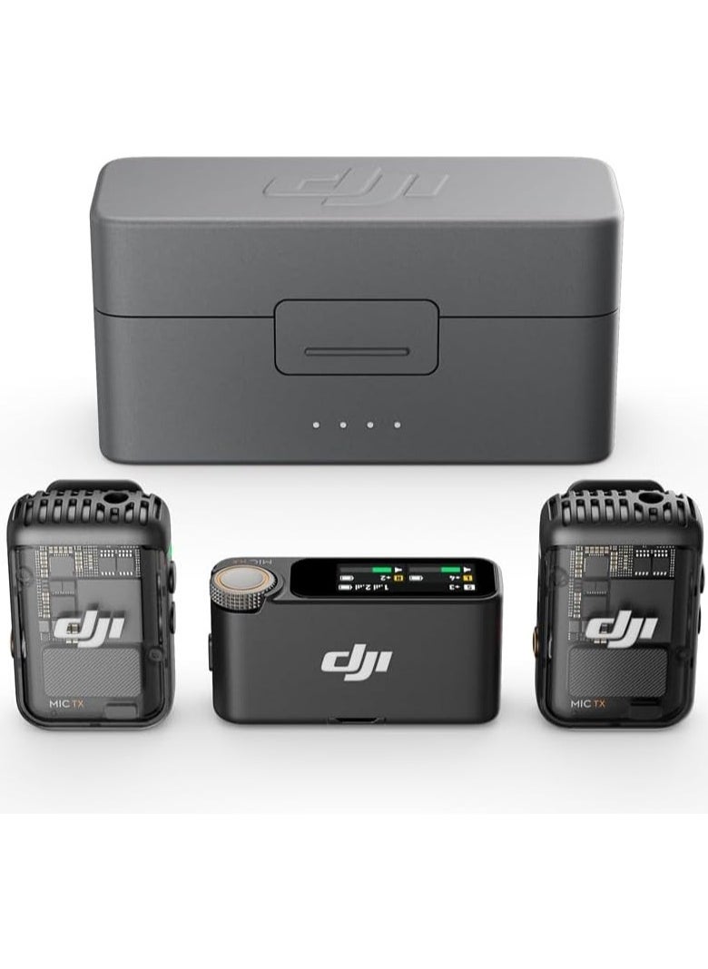 Generic DJI Mic 2 (2 TX + 1 RX + Charging Case), All-In-One Wireless Microphone, Intelligent Noise Cancelling, 32-Bit Float Internal Recording, 250M (820 Ft.) Range, Microphone For iPhone, Android, Camera  - Image 1