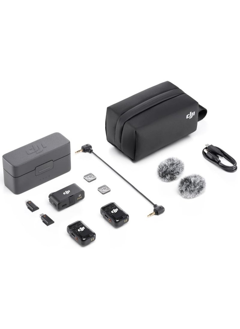 Generic - DJI Mic 2 (2 TX + 1 RX + Charging Case), All-In-One Wireless Microphone, Intelligent Noise Cancelling, 32-Bit Float Internal Recording, 250M (820 Ft.) Range, Microphone For iPhone, Android, Camera - Image 1