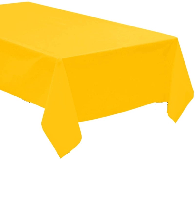 QQOUTLET 3 Pack Plastic Tablecloth Rectangle 54 X 108 Premium Disposable Table Cover for Party Birthday Wedding Yellow