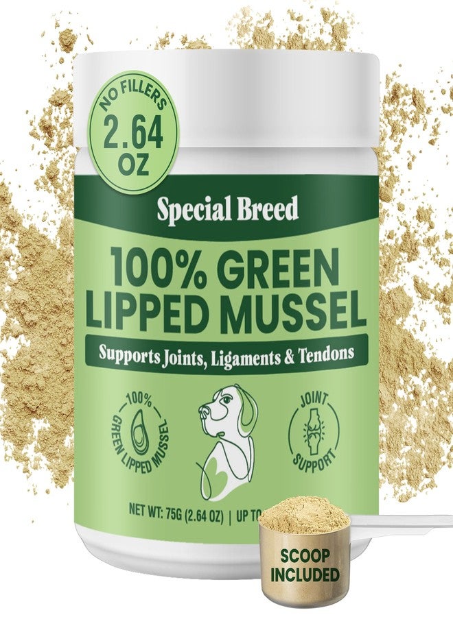 Special Breed Green Lipped Mussel Powder for Dogs & Cats - 100% New Zealand Green Lipped Mussels - Natural Hip & Joint Supplement for Joints, Tendons, Ligaments, Muscles - 75 Grams - Up to 250 Servings - Image 1